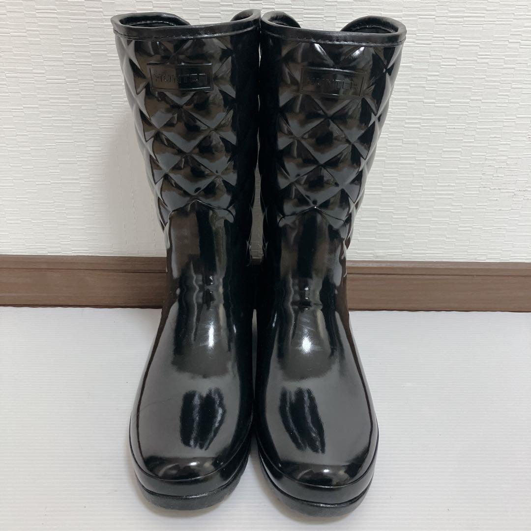 未使用級 HUNTER レインブーツ リファインドグロスキルト UK5