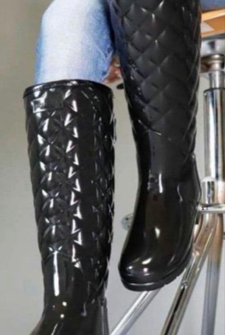 未使用級 HUNTER レインブーツ リファインドグロスキルト UK5