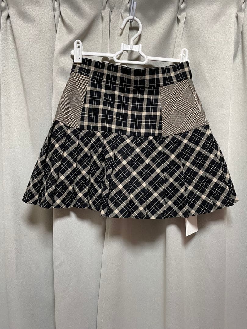 スカート andmary Coco check pleats skirt black M