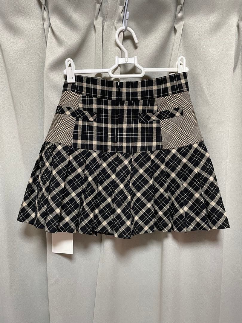 スカート andmary Coco check pleats skirt black M