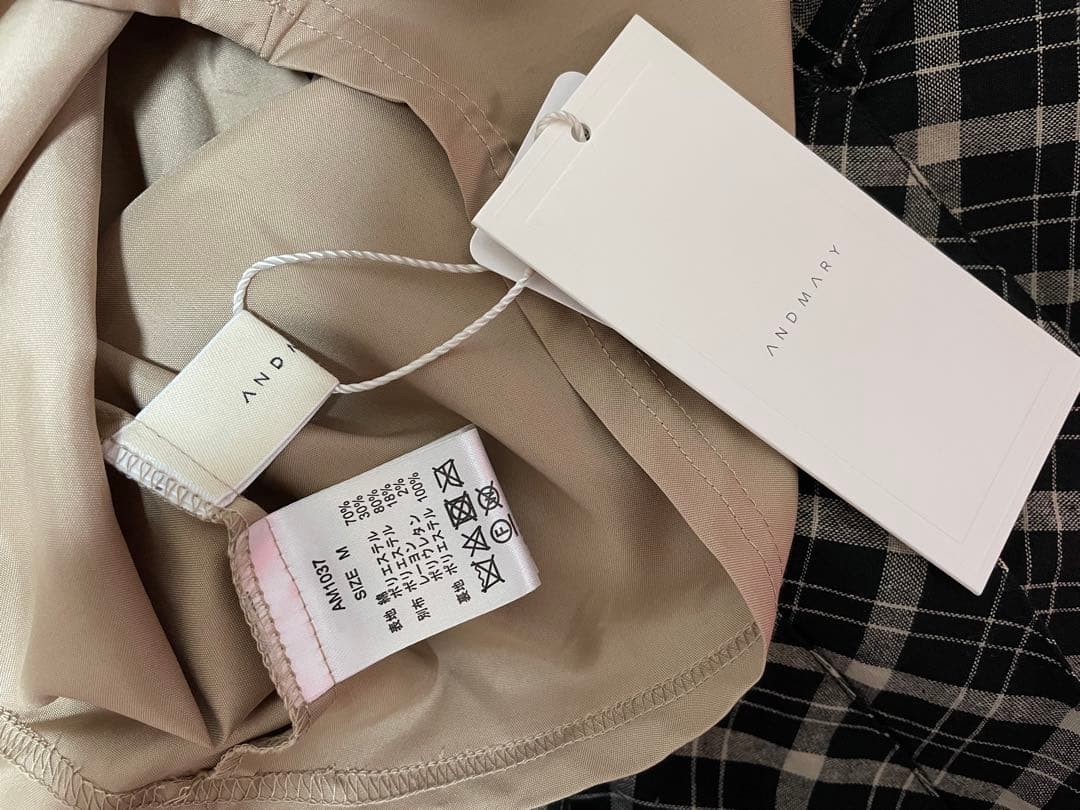 スカート andmary Coco check pleats skirt black M