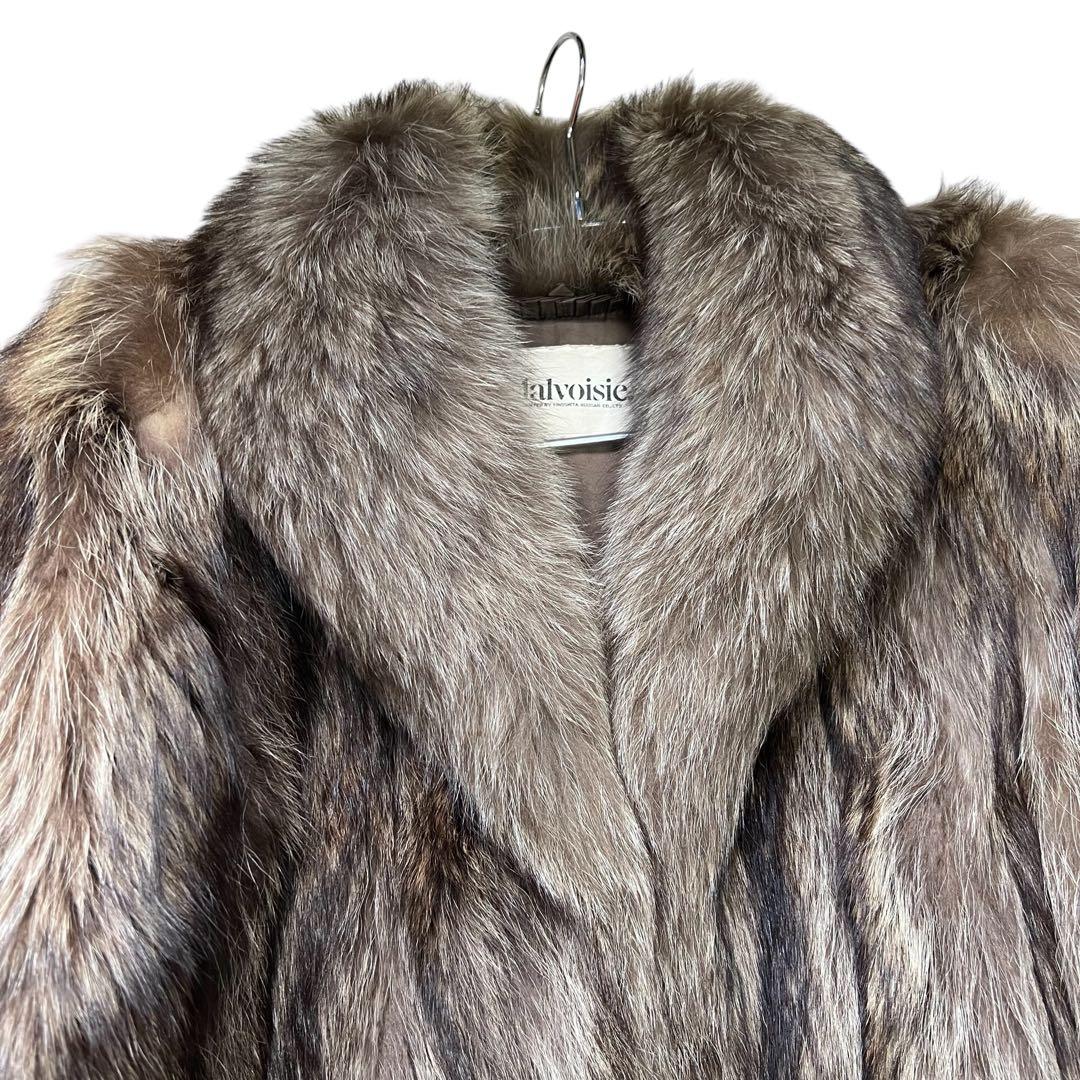 着丈110cm シルバーフォックス リアルファーコート 本毛皮 XLサイズ相当