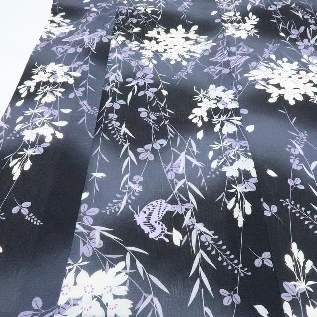 専用Y3130◆美品 洗える夏着物 紅梅 桜 蝶 小紋 高級浴衣