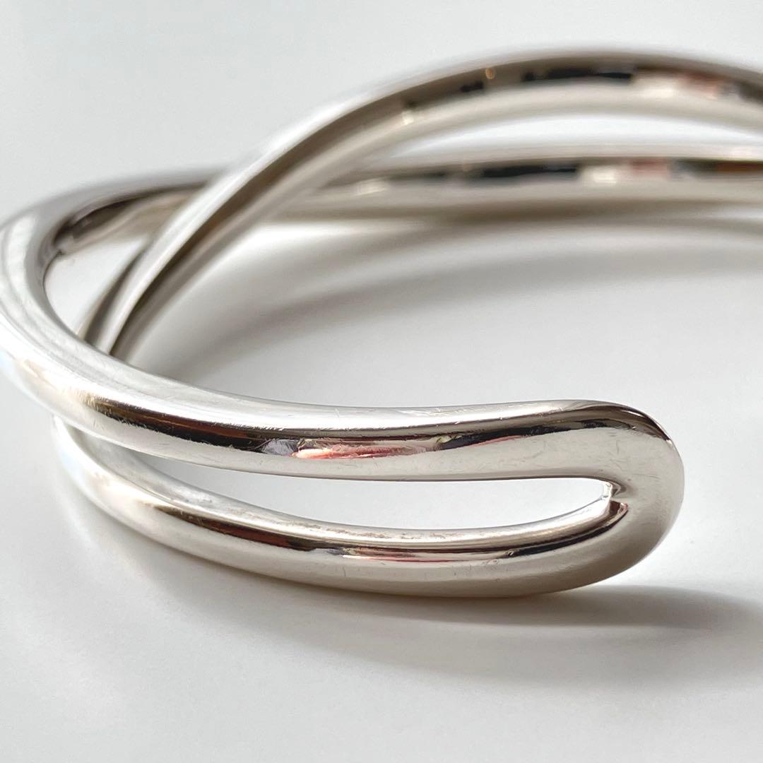 ete ボリューム クロス バングル シルバー