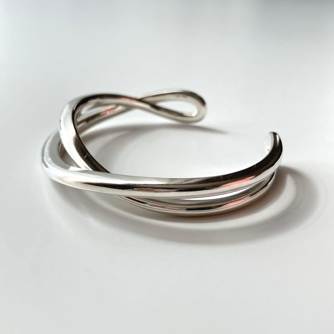 ete ボリューム クロス バングル シルバー