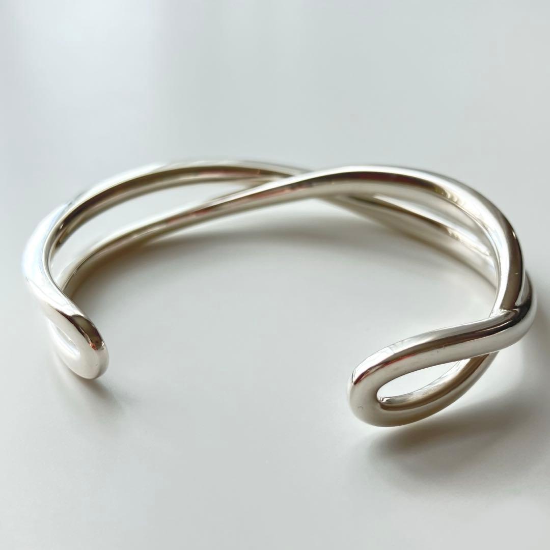 ete ボリューム クロス バングル シルバー