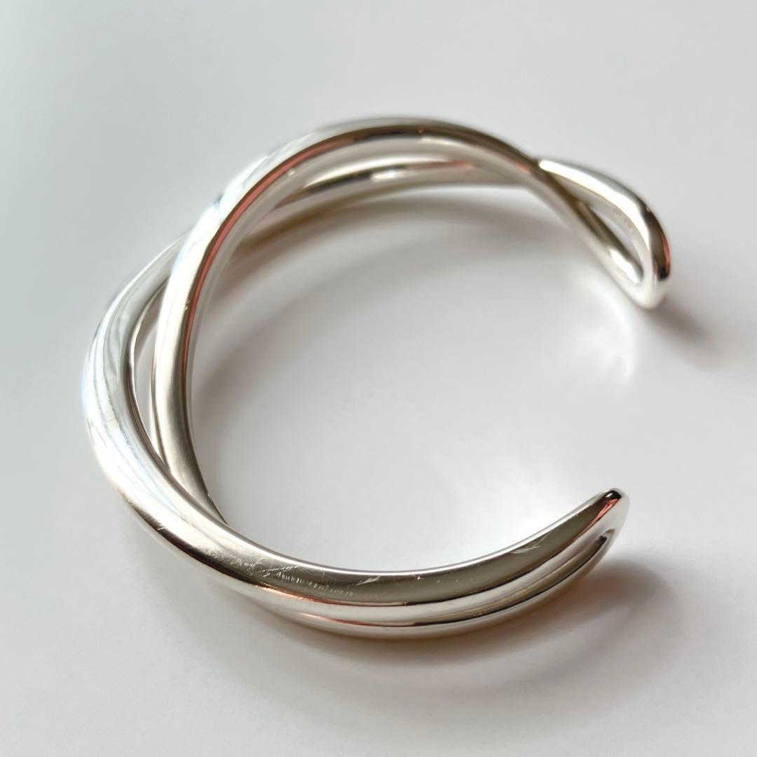 ete ボリューム クロス バングル シルバー