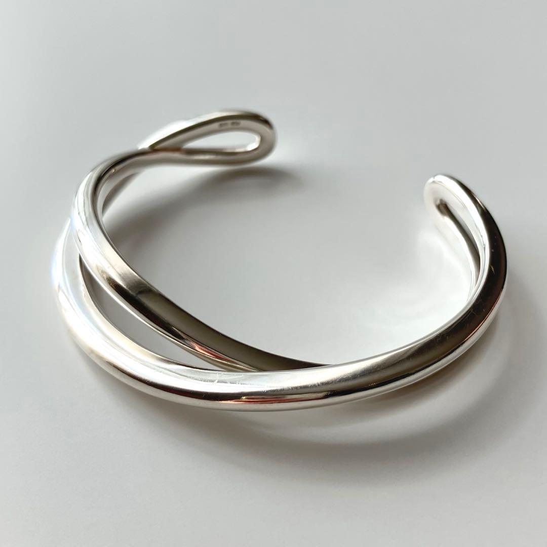 ete ボリューム クロス バングル シルバー