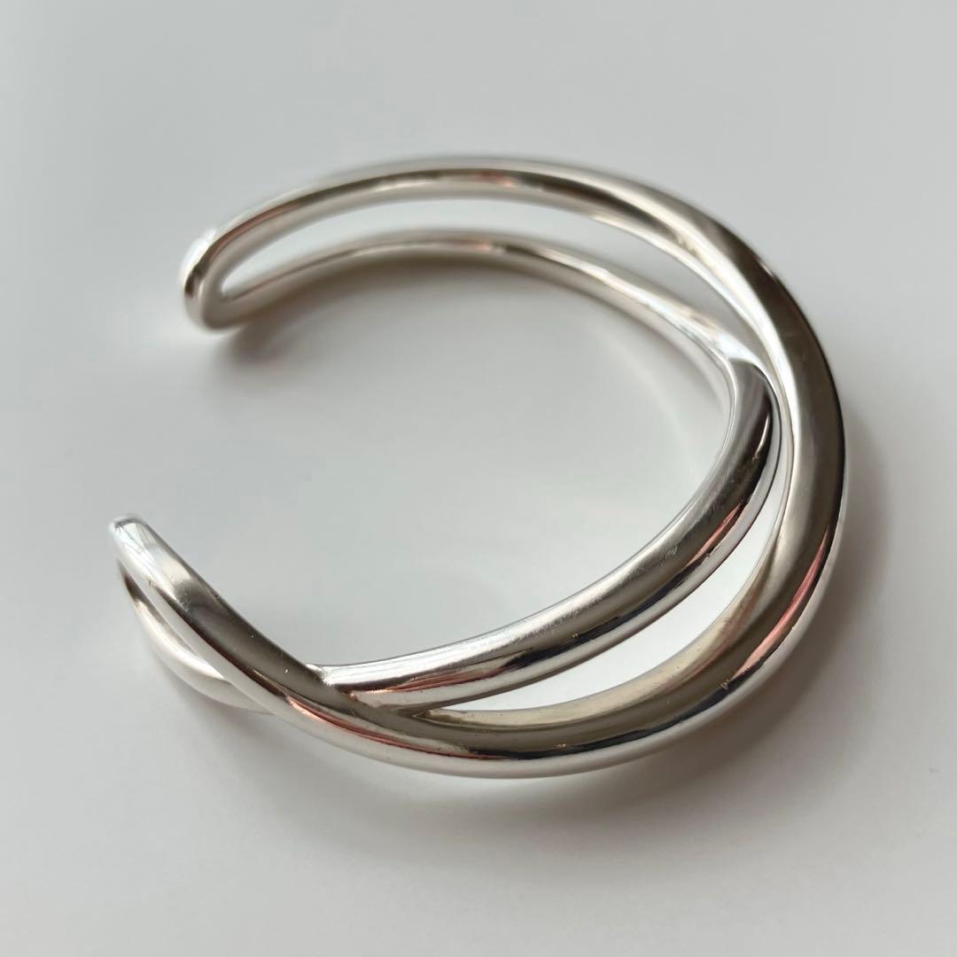 ete ボリューム クロス バングル シルバー