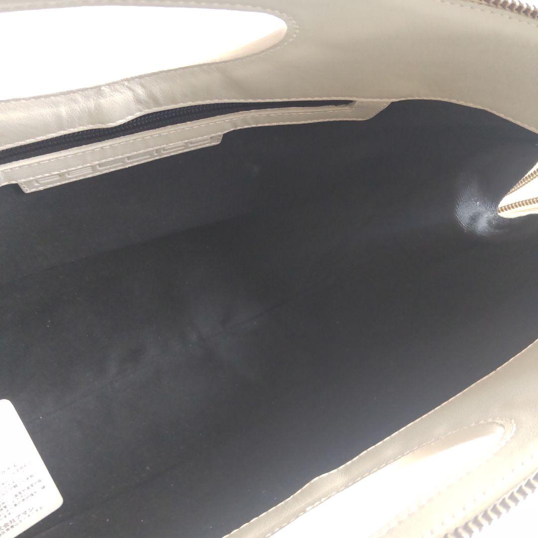 美品ペリーコ ANELLI CEST ラフィア レザー ハンドバッグ アイボリー