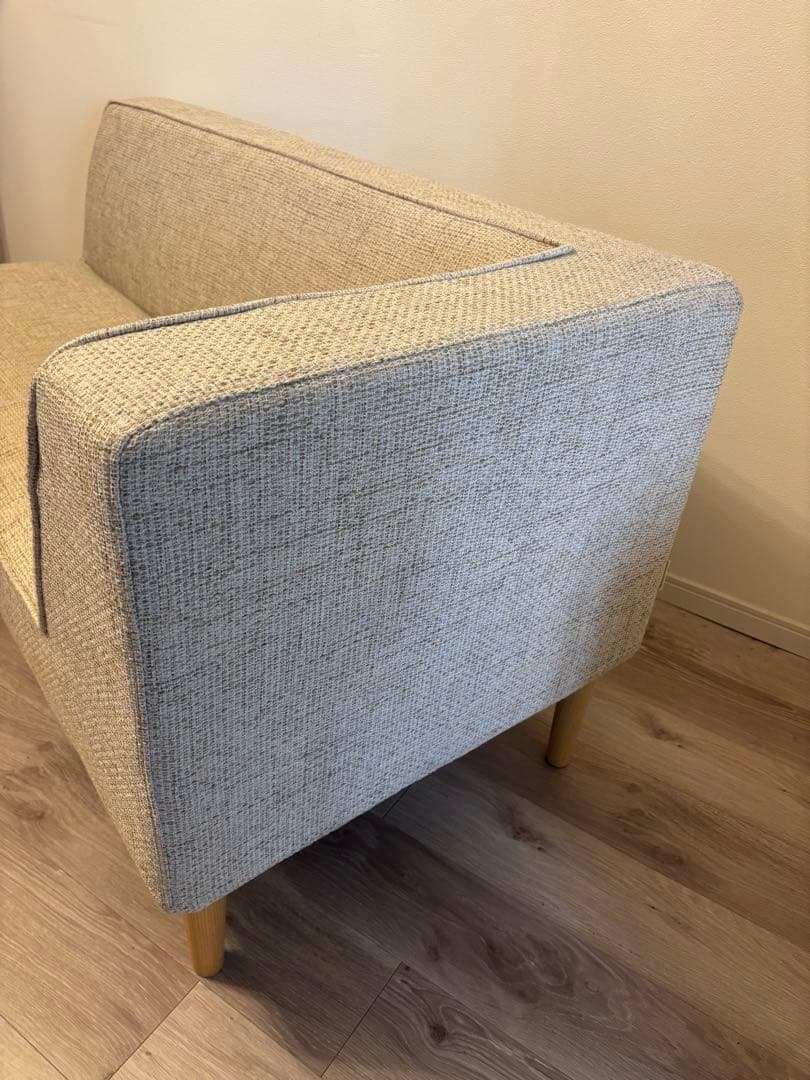 ベージュ 2人掛け　カウチソファ