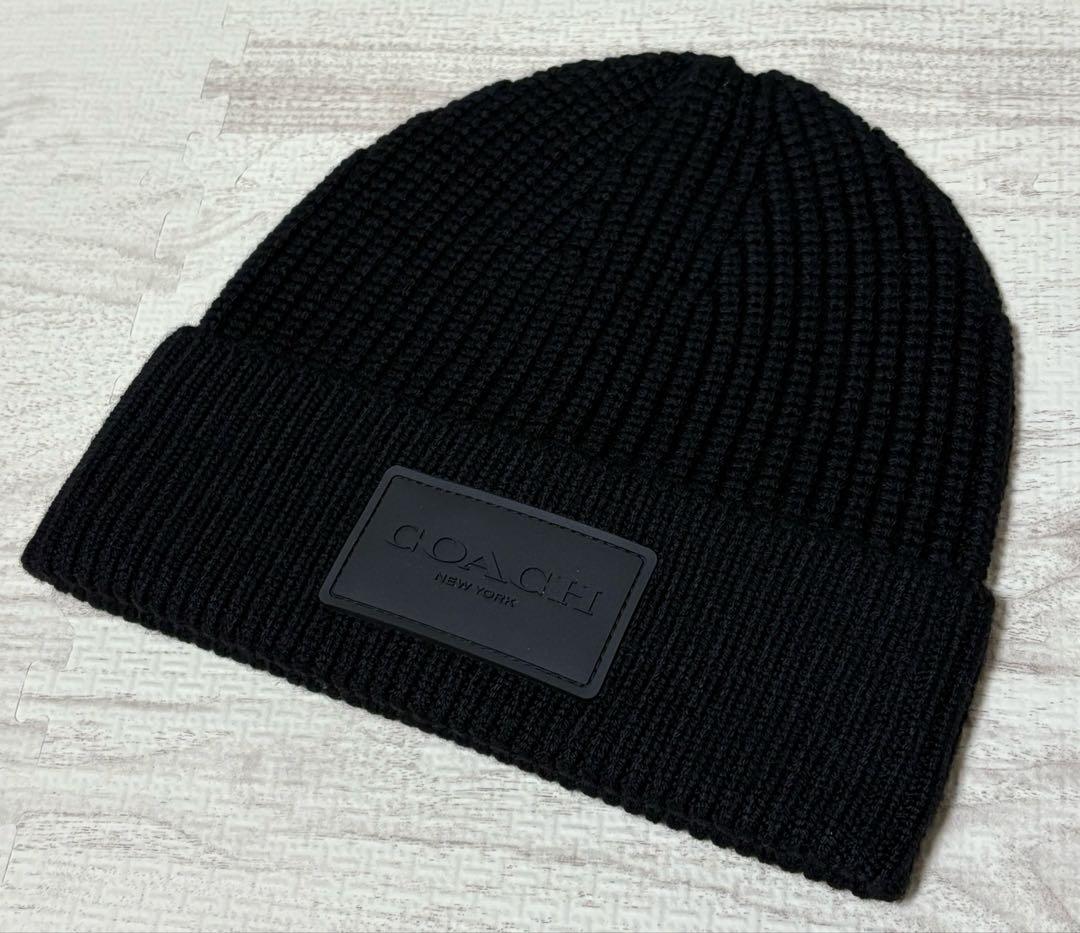 COACH コーチ ウール ニット帽 ビーニー ブラック