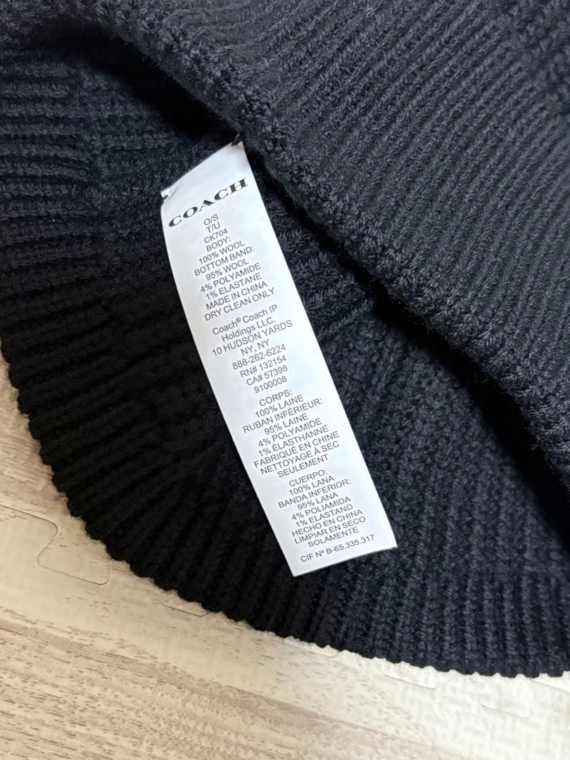 COACH コーチ ウール ニット帽 ビーニー ブラック