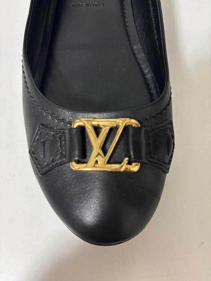 ルイヴィトン　パンプス　LVロゴ　ゴールド　レザー　黒　37 1/2