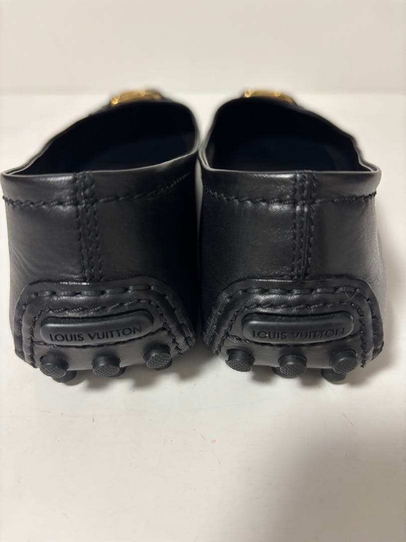 ルイヴィトン　パンプス　LVロゴ　ゴールド　レザー　黒　37 1/2