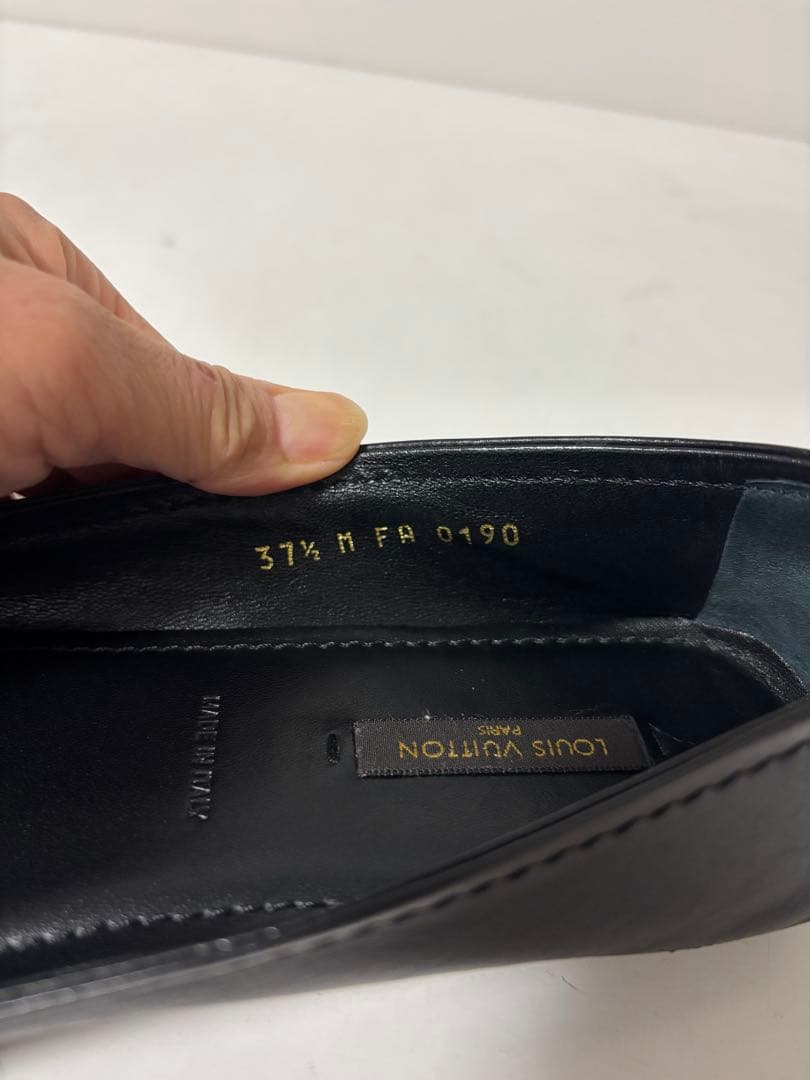 ルイヴィトン　パンプス　LVロゴ　ゴールド　レザー　黒　37 1/2