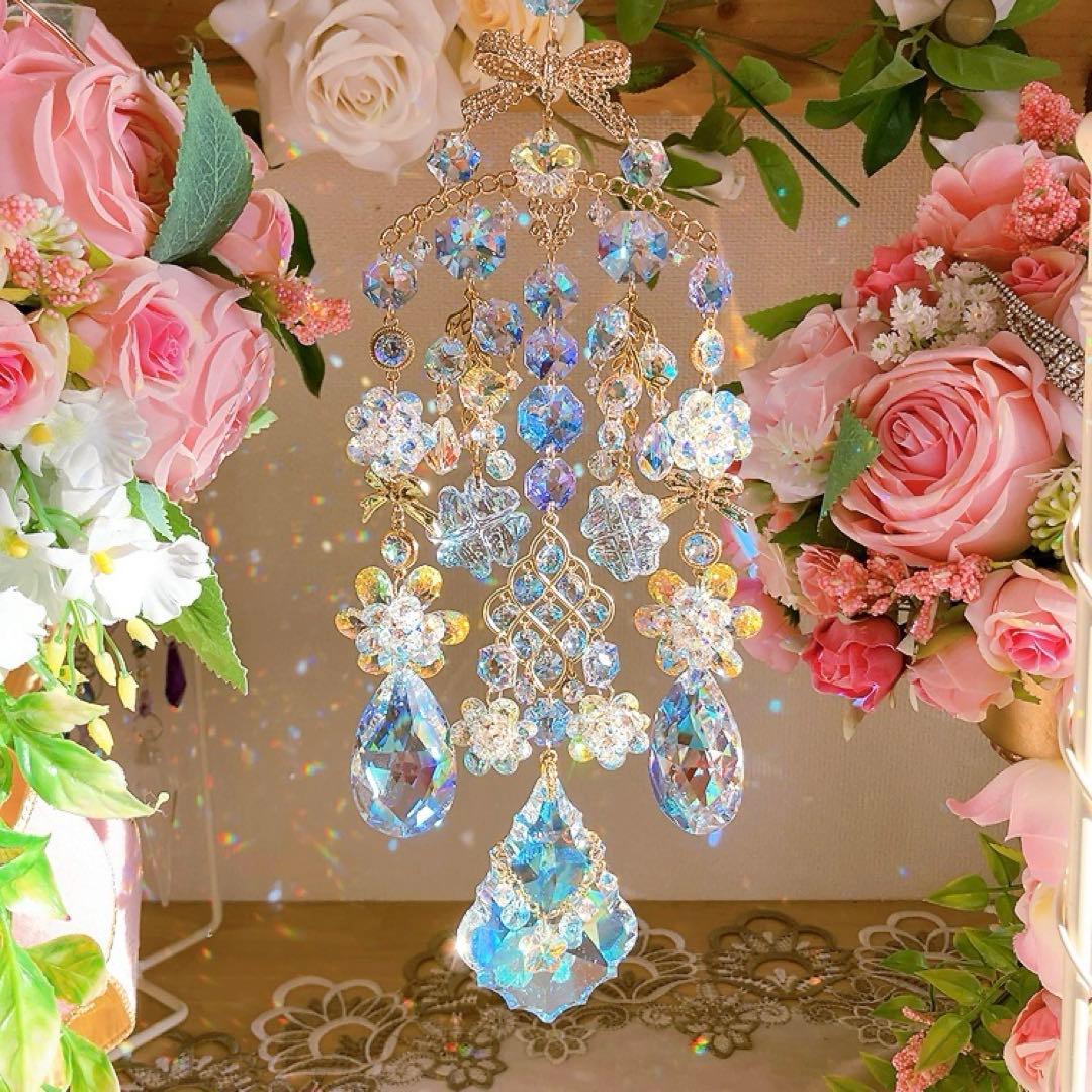スワロフスキー♡Aurora flower。:.゜ஐ⋆*サンキャッチャー♡