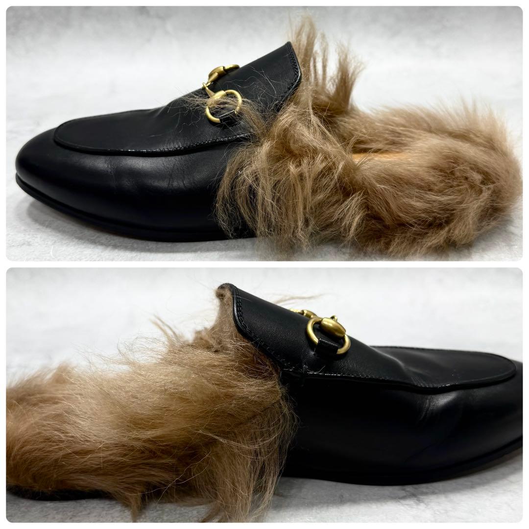 GUCCI グッチ レディース ミュール プリンスタウン ホースビット ファー