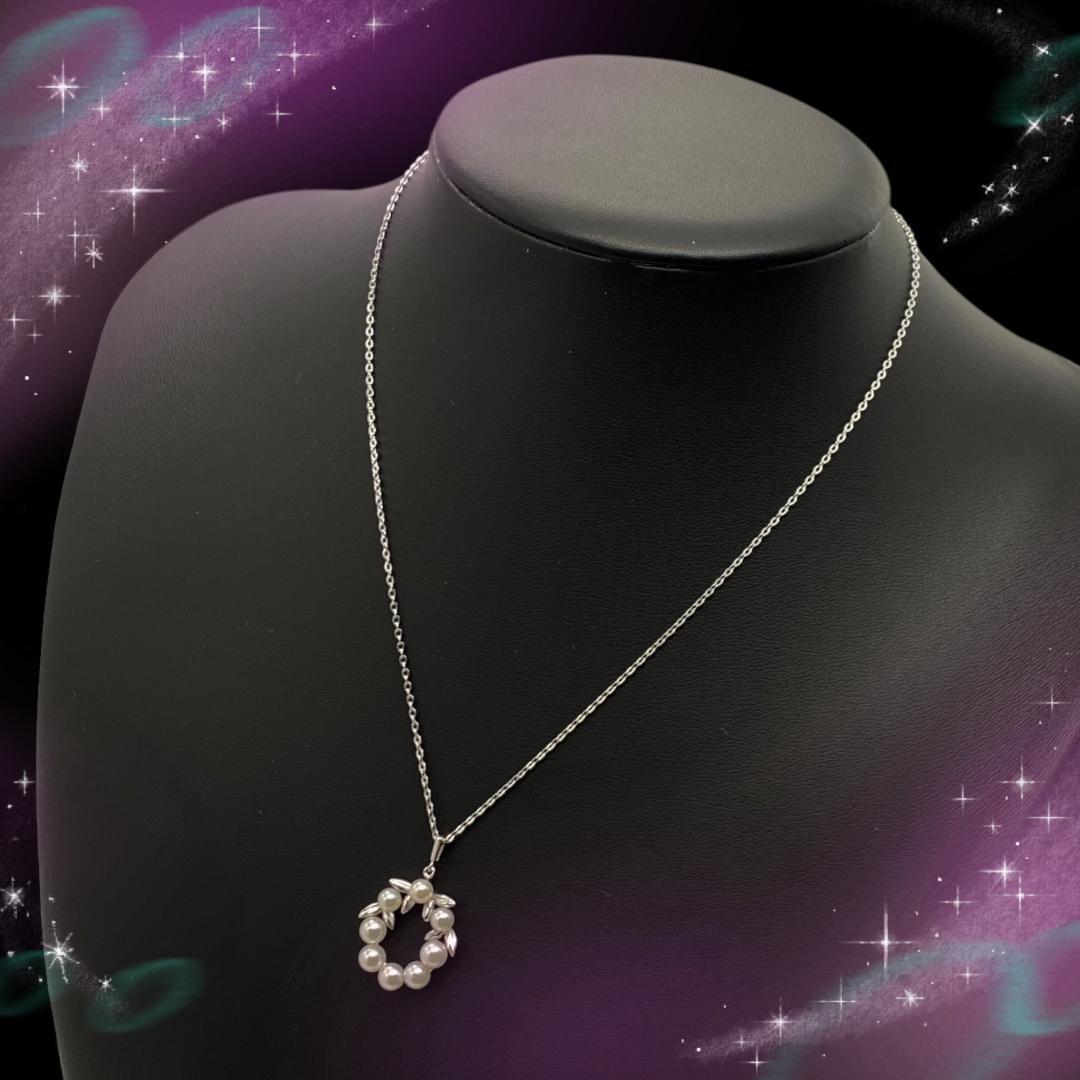 《超美品》ミキモト　ネックレス　パール　リース　サークル　SV925