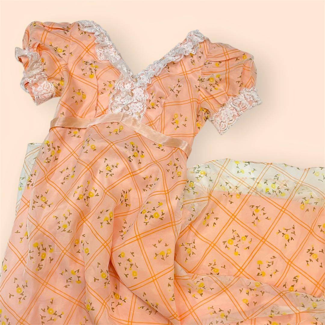 希少 ヴィンテージ 花柄 シアードレス 70年代 GUNNESAX風