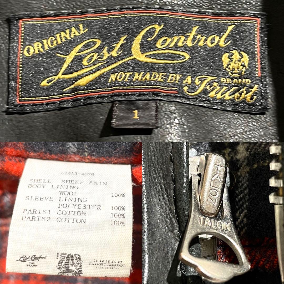 入手困難✨ ロストコントロール レザージャケット 羊革 チェック柄 ブラック