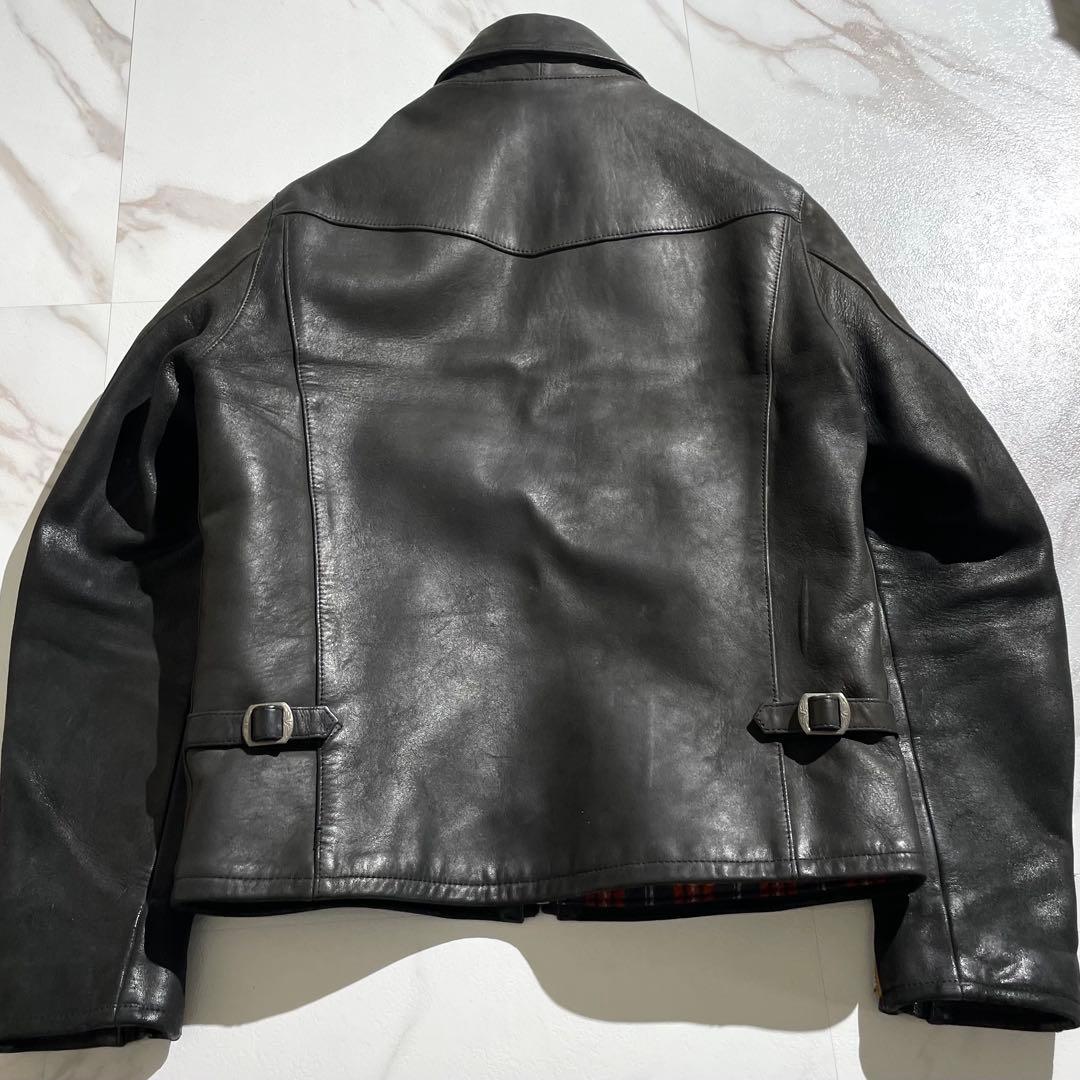 入手困難✨ ロストコントロール レザージャケット 羊革 チェック柄 ブラック