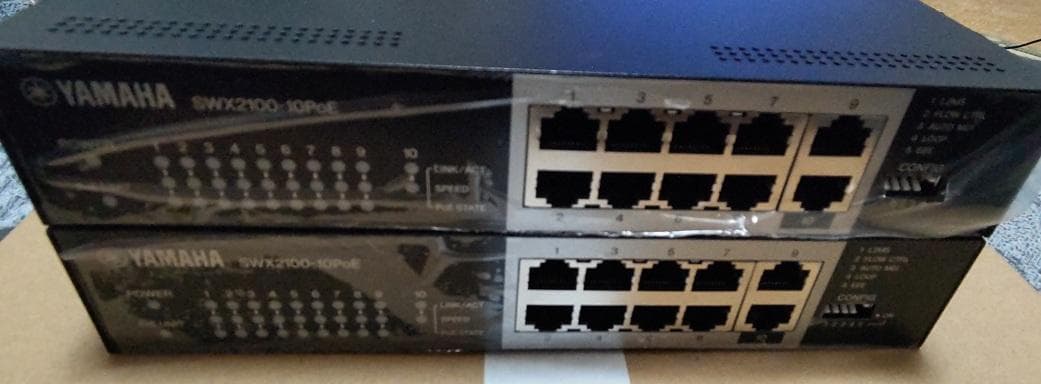 YAMAHA RTX830+SWX2100-10PoE 2台+専用棚板 セット