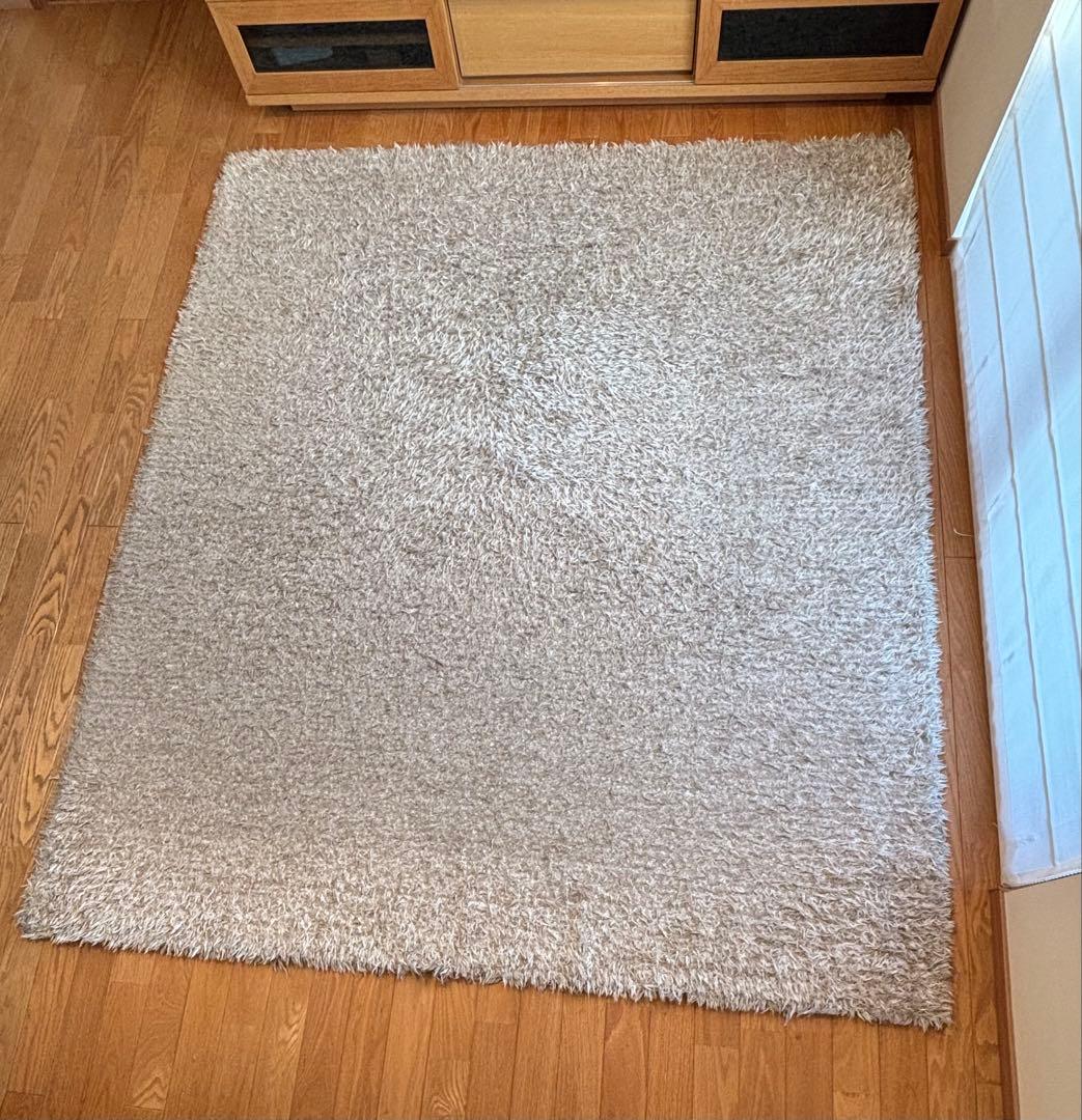 モデルルーム展示品 シャギーラグ 180×210cm 北欧 グレーベージュ