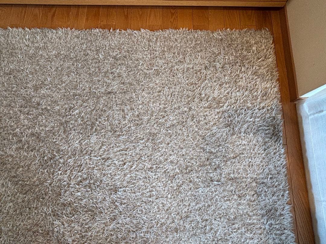 モデルルーム展示品 シャギーラグ 180×210cm 北欧 グレーベージュ