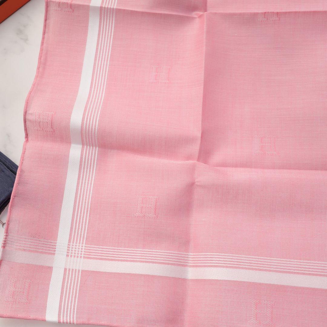 新品未使用 エルメス HERMES ハンカチ 2枚セット ネイビー ピンク