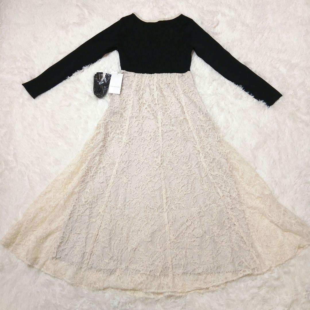 新品未使用タグ付　ジルバイジルスチュアート長袖ニットレースワンピースベルト付　M