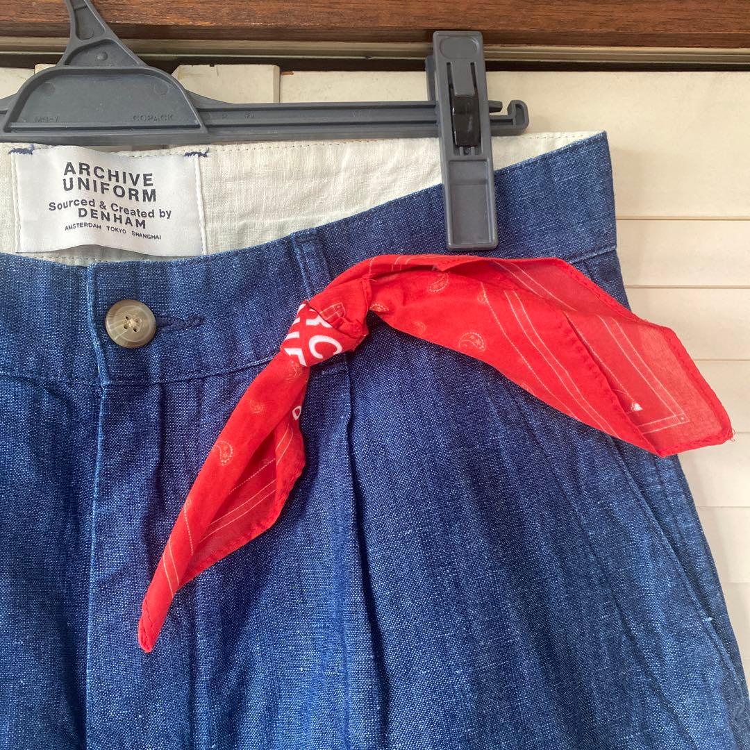 デンハムメンズデニム生地ゆったりパンツ