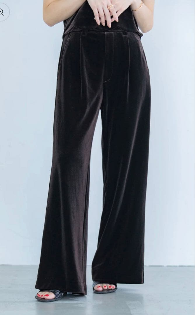 CONNSE ベロアイージーパンツ ブラウンSサイズ