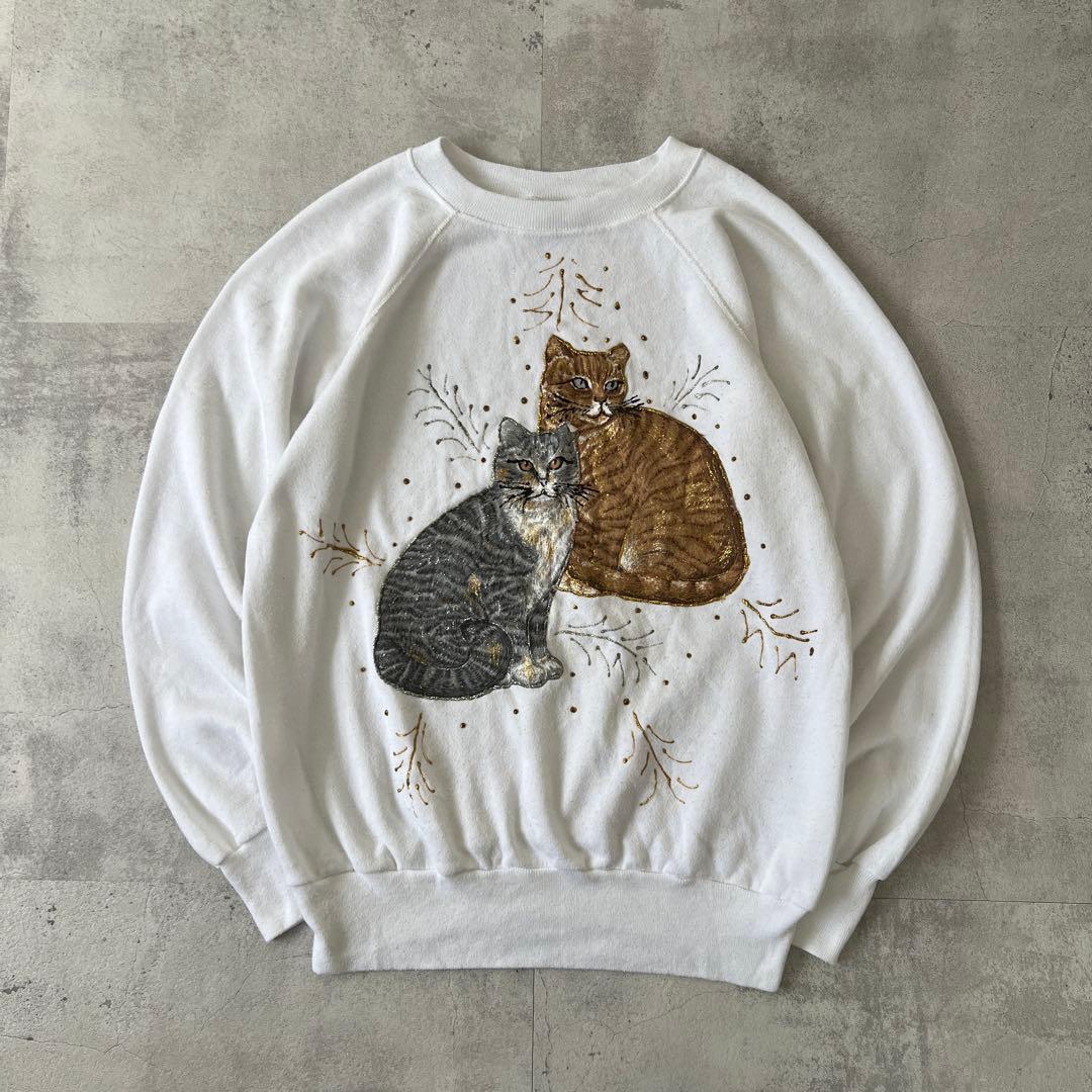 T*a様 90s USA製　Pennill　スウェット　アニマル 動物　猫 ネコ