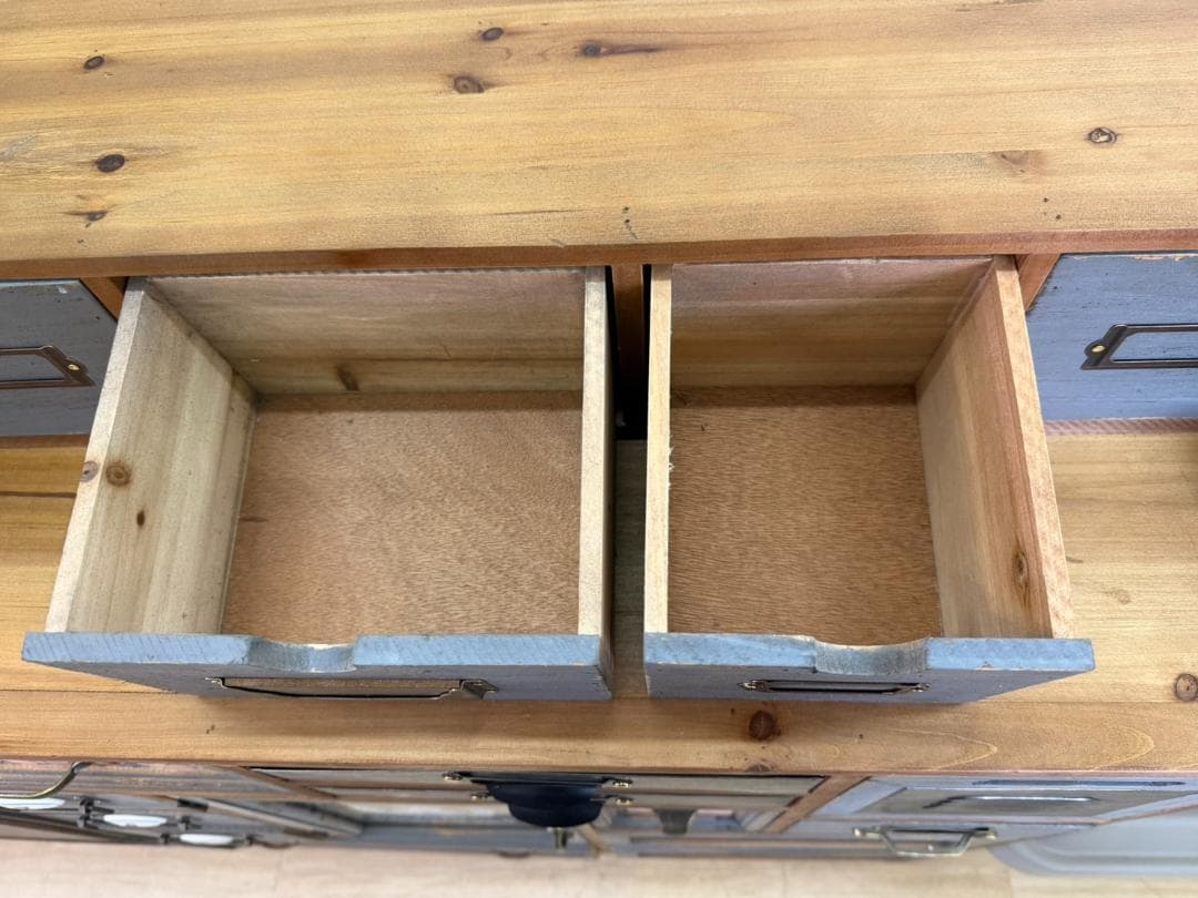 天然木　スチール　キャビネット　インダストリアル　チェスト　引出　レトロ　棚