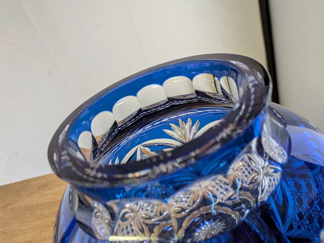 カガミクリスタル　江戸切子　花瓶　木村秋男