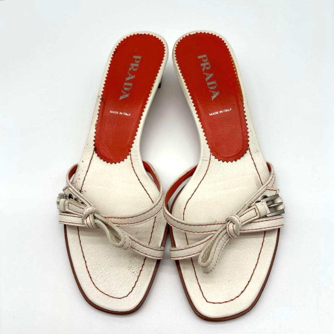 プラダ リボンデザインバイカラー ミュール　サイズ35 1/2 22.5㎝相当