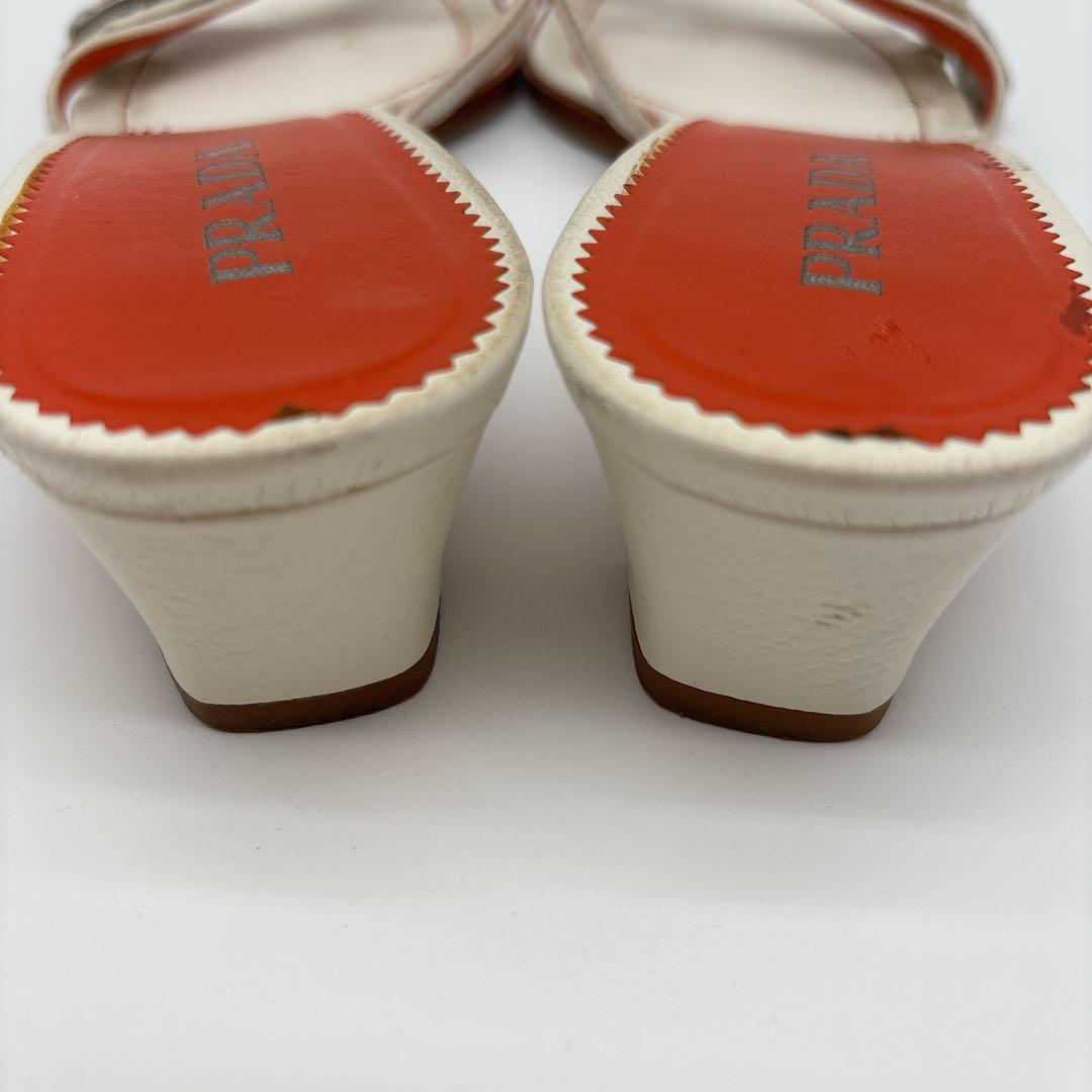 プラダ リボンデザインバイカラー ミュール　サイズ35 1/2 22.5㎝相当