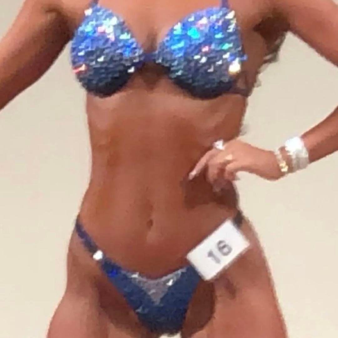 jbbf コンテストビキニ　ブルー　スワロフスキー