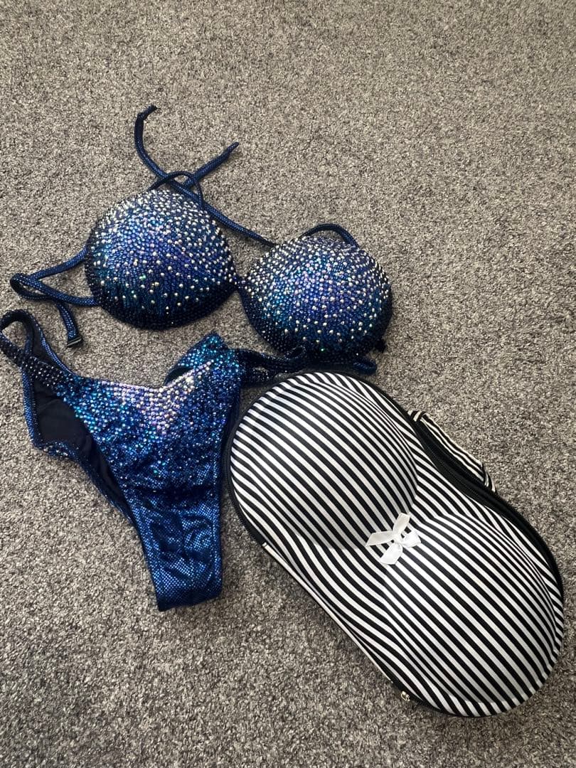 jbbf コンテストビキニ　ブルー　スワロフスキー
