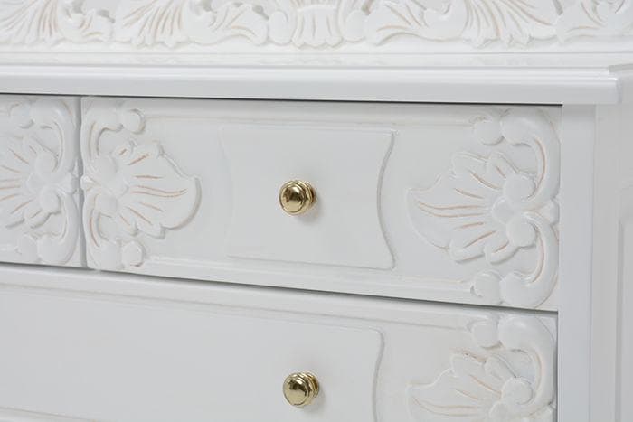 〈たのめる便・現状渡し〉ワイドチェスト アンティークホワイト