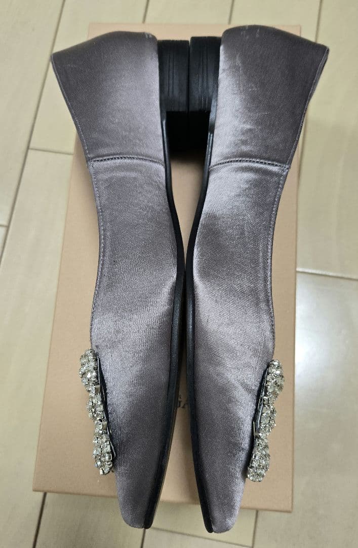 hana→OHGA、サテンビューパンプス、モカ、23cm