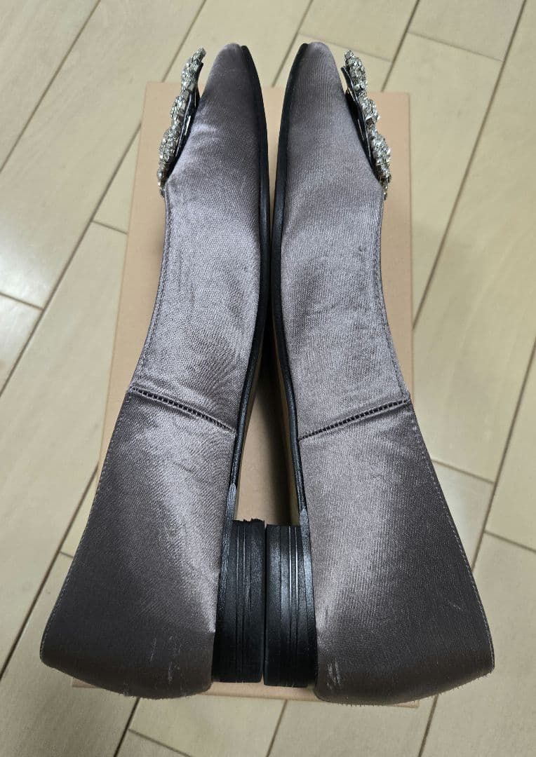 hana→OHGA、サテンビューパンプス、モカ、23cm