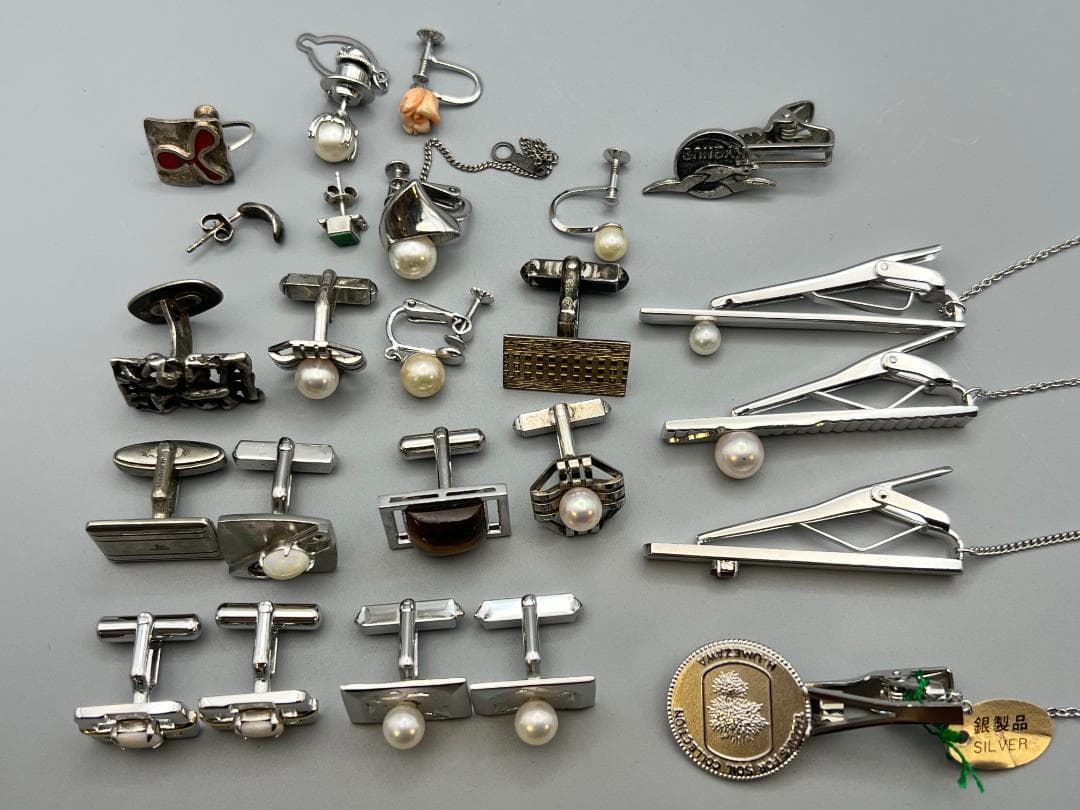 純銀925　SILVER刻印　ネクタイピン　カフス　ピアス　纏め売り　約105g