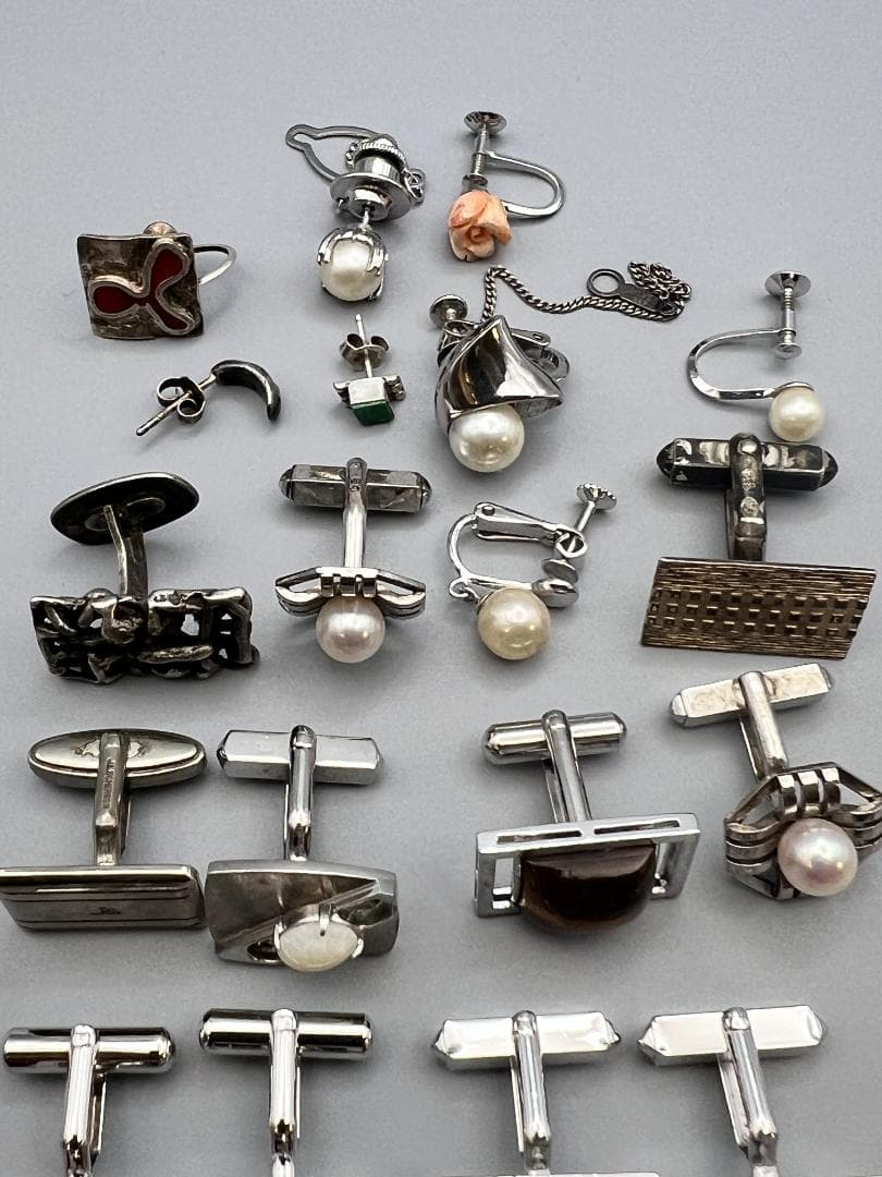 純銀925　SILVER刻印　ネクタイピン　カフス　ピアス　纏め売り　約105g