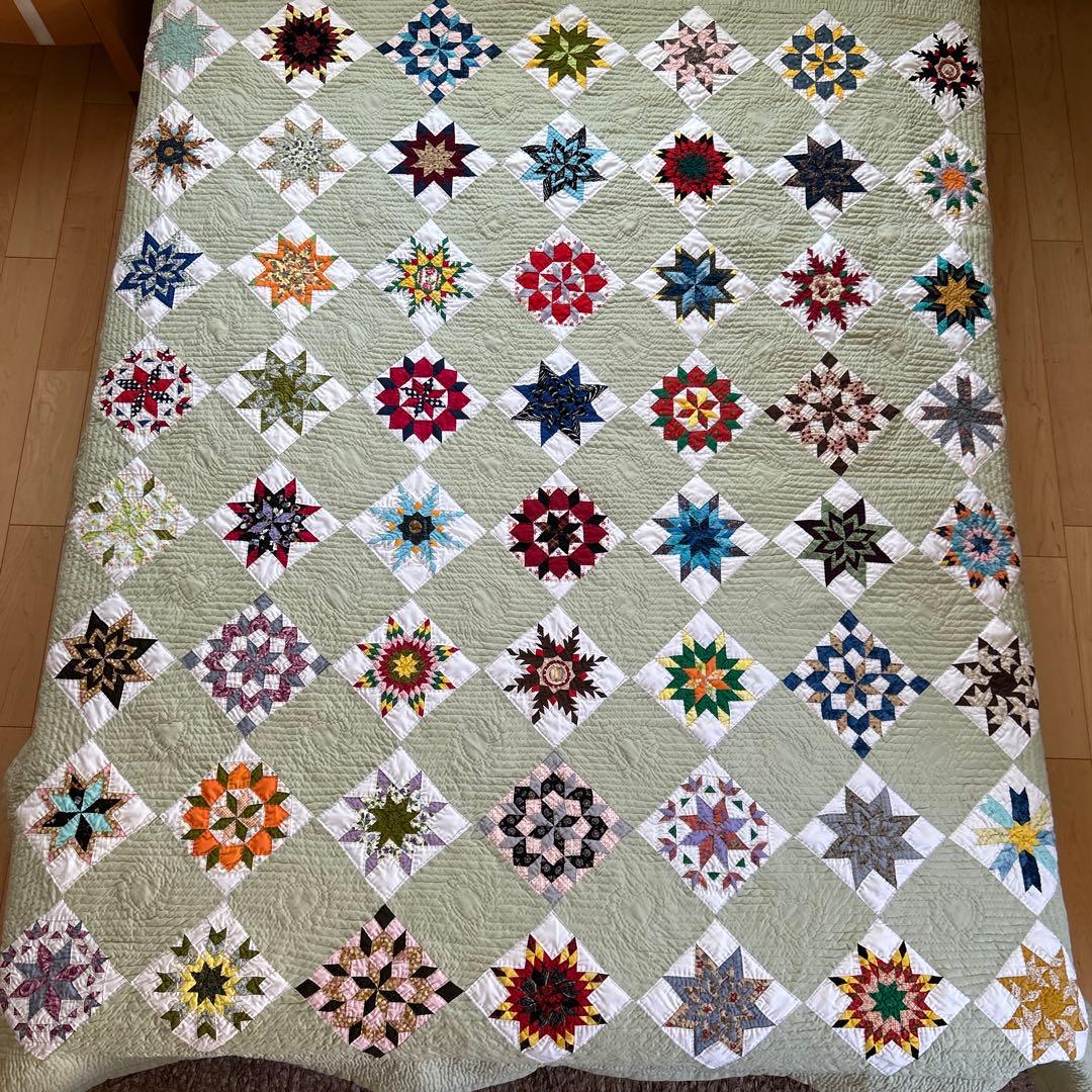 パッチワーク　ベットカバー　マルチカバー　ソファカバー　ハンドメイド