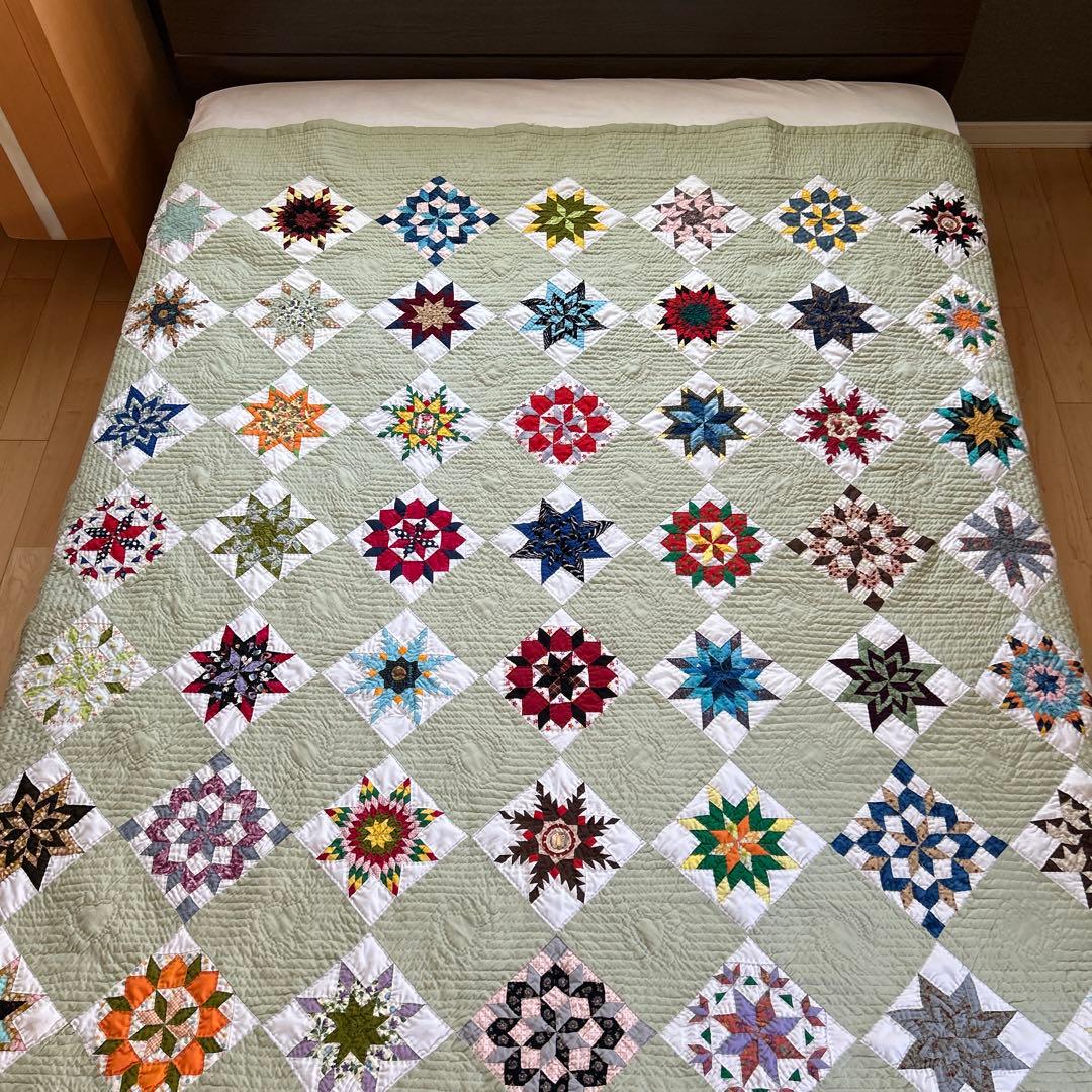 パッチワーク　ベットカバー　マルチカバー　ソファカバー　ハンドメイド