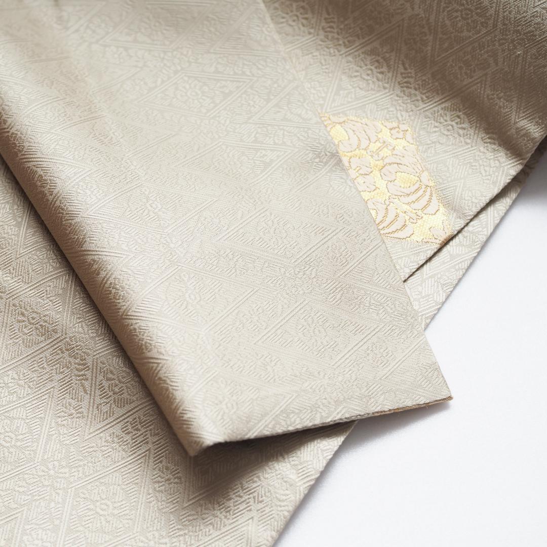 【帯】【袋帯】薄うぐいす地 菱型 吉祥文 三越扱い No.14