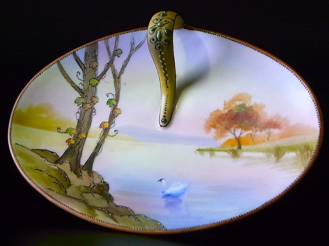 【 E954 】 超名品　大正期～昭和初期　ノリタケ　ハンドペイント鉢＆小皿二点