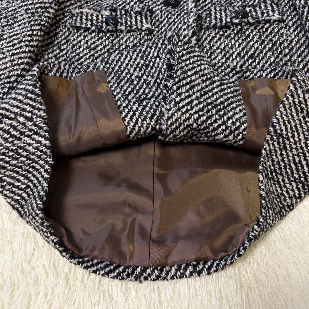 美品　アルアバイル　モノトーンカルゼクルーショートコート